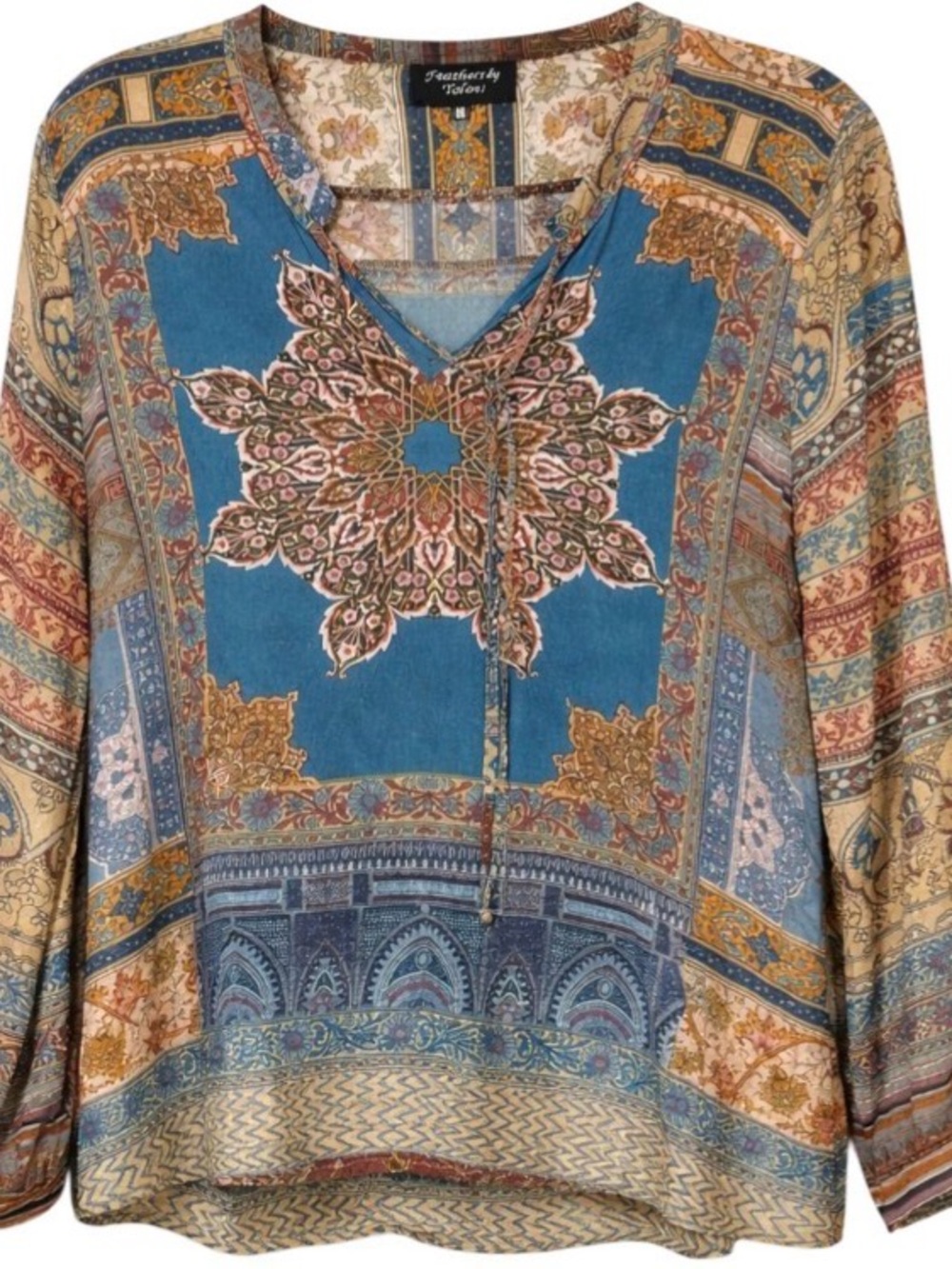 Tolani Blue Paisley Medallion V-Neck Tunic
